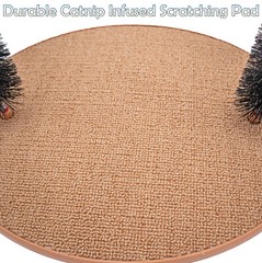 Cat Self Grooming Arch Toy Post w Mouse Toy, Bristle Brush Catnip Scratching Pad