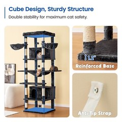 77.6″ Cat Tree Tower for Large Cat Condo Scratching Post Pet House Kitty Play