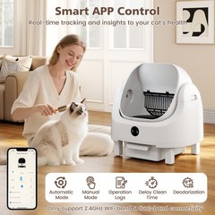 Self-Cleaning Open-Top Large Cat Litter Box for Multi-Cat & Senior Cats Home