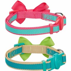Blueberry Pet Pack of 2 Cat Collars, Classic Solid 9″-13″ Neck, Teal Lagoon