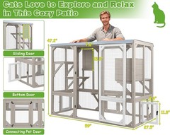 Petscosset Outdoor Cat Enclosures 4 Story Large Cat House with Jumping Platforms