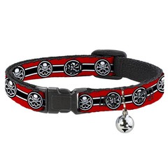 MARVEL AVENGERS Cat Collar Breakaway with Bell HYDRA Logo/Stripe Red/Black/White
