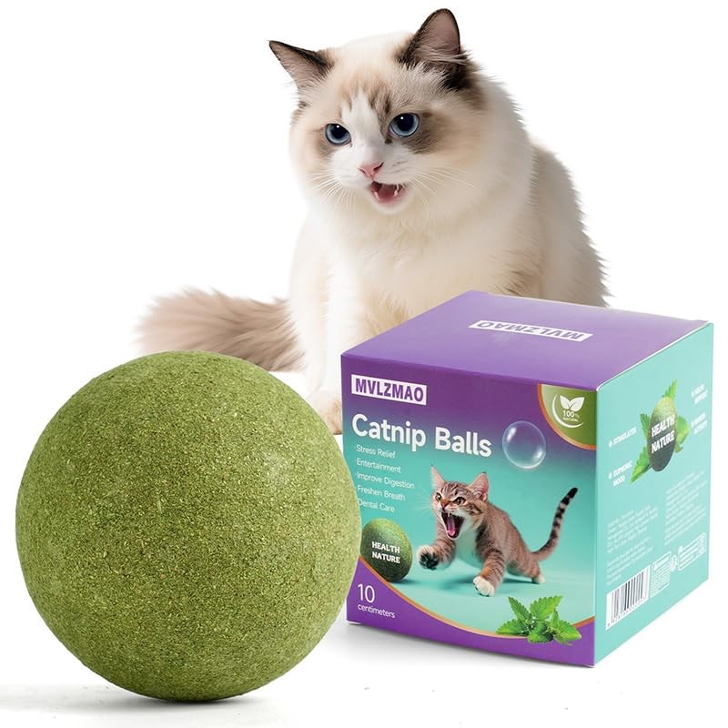 NZLOMXU 3.94 Inches Super Large Catnip Ball Lickable Giant inches, Green