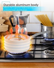 BLACK+DECKER 9-Piece Ceramic White Aluminum Cookware Set, Pots and Pans Set with
