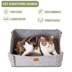 TIGOADT Felt Cat Scratcher Lounge Box with 17.3L x 13.4W x 5.5H inches, Gray