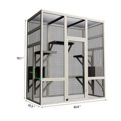 Outdoor Wooden Cat House Large Catio Enclosure with 5 Platform & 2 Resting Boxes