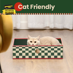 Cat Scratcher Box with 3-Layer Corrugated Pad, Heavy-Duty Double-Sided Cardboard