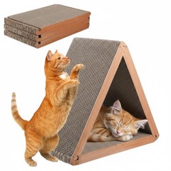 3-Sided Vertical Cat Scratching Post, Cat Scratcher Foldable, Triangle Cats S…