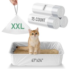 ZOMISIA Super Jumbo Litter Box Liner XXL – 15 Count 47″ x 24″ 47 x 24, White