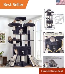 Elegant 81.1-Inch Cat Tower with 3 Platforms, Scratchers & Durable Base in Gray