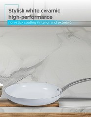 BLACK+DECKER 9-Piece Ceramic White Aluminum Cookware Set, Pots and Pans Set with