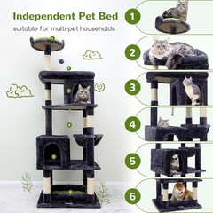 Globlazer 72in Heavy Duty Cat Tree for Large Cats Dark Gray