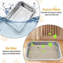 4PCS Small Stainless Steel Low Entry Litter Box Metal Cat Pan for Kittens Bunny