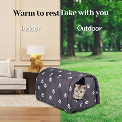 Fhiny Stray Cats Shelter, Waterproof Outdoor Cat M:17.7″×15.7″×13.7″, Black