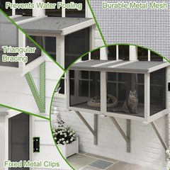 Petscosset Cat Window Box Catio Outdoor Cat Enclosure All-Weather Use
