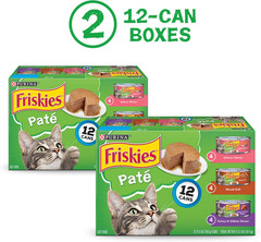 Purina Friskies Wet Cat Food Pate Variety Pack Salmon Dinner, Turkey and Giblets