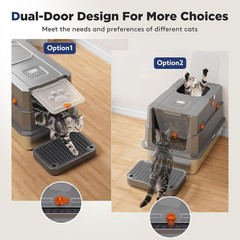 Enclosed Stainless Steel Cat Litter Box Flip Top Leak Proof Odor Control