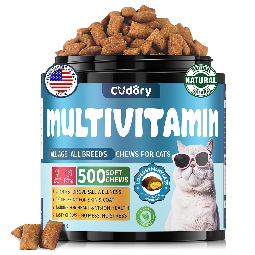 Taurine for Cats Vitamins Treats Snacks – Cat Multivitamin 500 Crunchy & Creamy