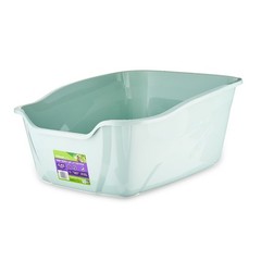 Large Open Top Cat Litter Box with High Sides, Single Unit