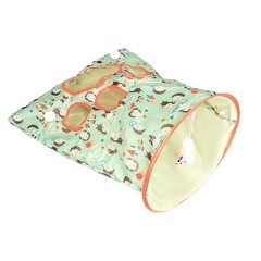 Green Cat Tunnel Crinkle Sack Bag with Mouse Ball Toy for Indoor Cats