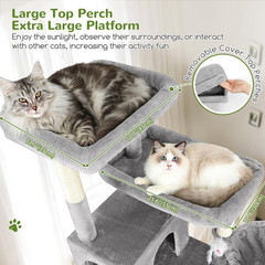 Heavy Duty Cat Tree, 81 Inch Extra Large Cat Tree for Indoor Cats Large Adult, S