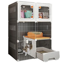 Integrated Cat House Hammock Cat Crate Indoor Catio Indoor Pet Cat House (Grey)