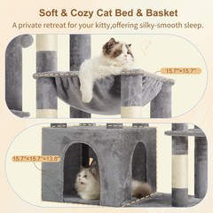Heybly Heavy Duty Cat Tree, Tower for Indoor Cats Large Adult, Tall Cat Condo…