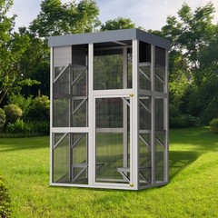 Large Outdoor Cat Cage Wooden Catio Enclosure with 4 Platforms & 2 Napping House