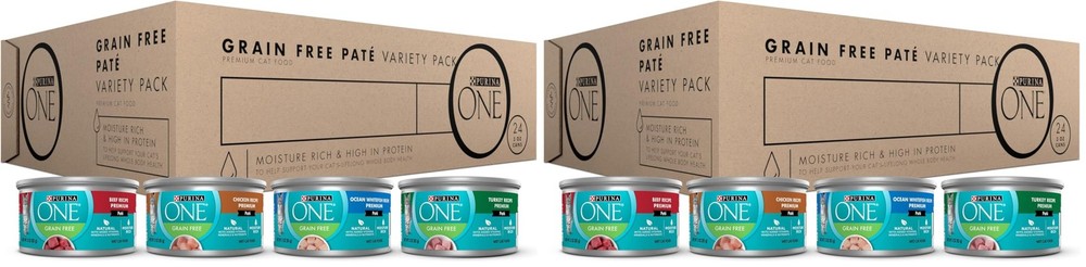 Purina ONE High 3 Ounce (Pack of 48), Grain Free Variety Pack – 4 Flavors