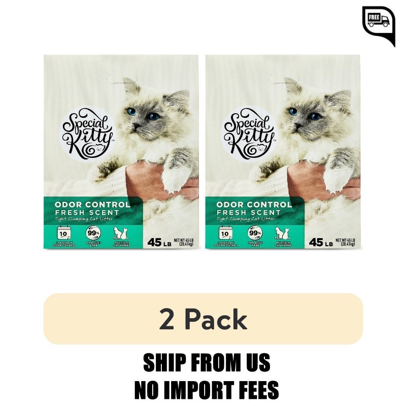 (2 pack) Special Kitty Clumping Clay Cat Litter, Fresh Scent, 45 lbs Box