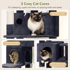 Corner Cat Tree 66 inch Multi-Level Climbing Tower, Dark Grey