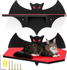 Cat Shelves Wall Halloween Bat Floating Gothic Bed W/ Coffin Scratching Board