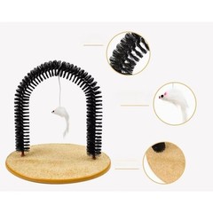 Self-Grooming Cat Arch & Scratcher | Massager Brush with Toy Ball & Scratch Pad