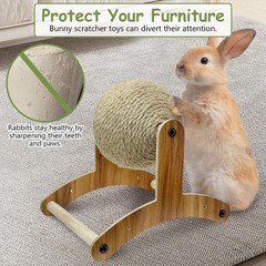 Fhiny Rabbit Scratch Toy, Natural Sisal Scratching Ball brown