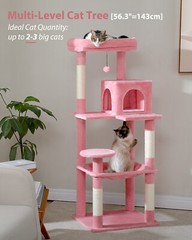 56.2″ Cat Tree Tower Scratching Posts Cat Condo Trees for Large Cats Bed Toys