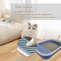 Senior Cat Litter Boxes Collapsible Open Low Entry Cat Litter Pan with Scoop