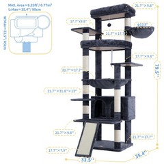 Heybly Tall Cat Tree for Large Cat, 80-inch Multi-Level Cat Tower for Indoor …