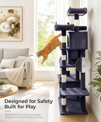 Heavy Duty Cat Tree for Indoor Cat, 71 Inch Large Cat Tower with Scratching Post