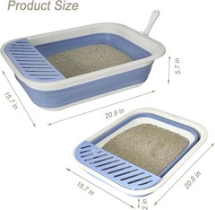 Senior Cat Litter Boxes Collapsible Open Low Entry Cat Litter Pan with Scoop
