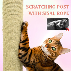 71 Inch Flower Cat Tree With Large Condo Removable Flower Cushion & Hammock Pink