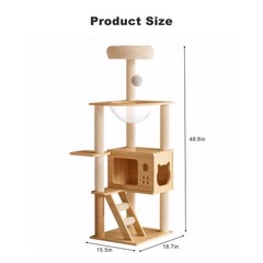 48.8″ Modern Cat Tower, Wood Cat Tree Tower for Indoor Cats, Cat Treewith Sisal-