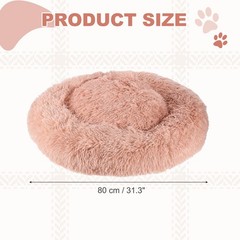31.3 Inch (80cm) Cat Dog Bed Round Soft Fluffy Plush Pet Bed, Pink