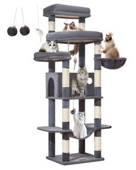 71 Inches Cat Tree for Large Cats 20lbs+, 3 Giant Perches, Multi-Level Cat Tr…