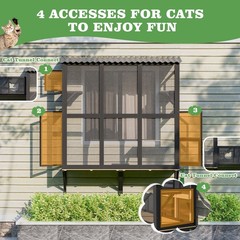 Cat Catio, Cat Window Perch for Large Indoor Cats with 4 Jump Platforms