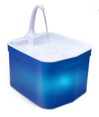 Pet Cat Dog Drinking Water Fountain Filtered Blue Lighted USB Connected Unit
