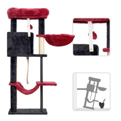 Gitelsnour Cat Tree, Tower for Indoor Cats, 43.3 inches, Black and red