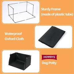 HOMBYS Dog Pee Pad Holder with High Walls, 33.8″L x 28″W x 17.7″H, Black