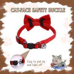2 Pcs Velvet Cat Collars with Bell Black Red Adjustable Kitten Collars