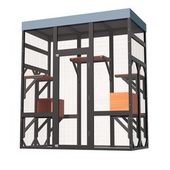 Outdoor Catio Cat Enclosure with 5 Platforms & 2 Napping House Large Cat House