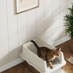 Anti-Leak Step Equipped Stainless Steel Cat Litter Box, XL High Sided Open Top M